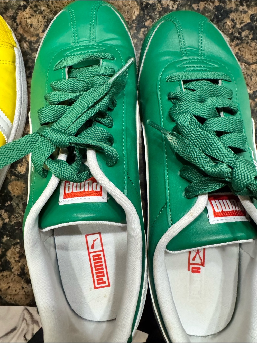 Puma White Sneaker with Green Logo Accent